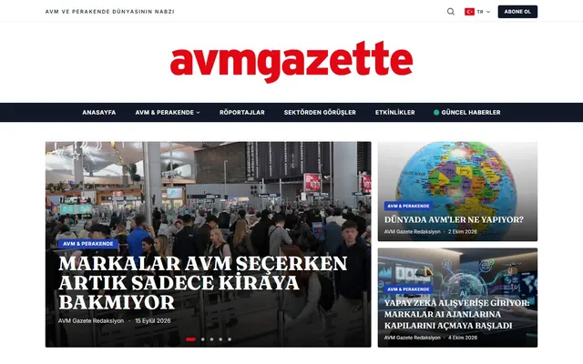 AVM Gazette web sitesi ana sayfası