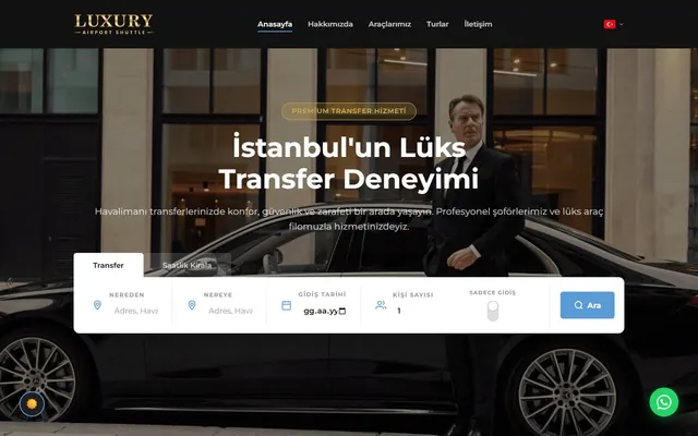 Startseite der Website Luxury Airport Shuttle